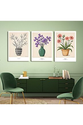 Matisse - Boho - Art Deco - Soyut - Doğa ( 3 lü Çerçevesiz ) Poster - Afiş - Tablo KR2C00283