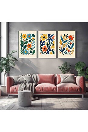 Matisse - Boho - Art Deco - Soyut - Doğa ( 3 lü Çerçevesiz ) Poster - Afiş - Tablo KR2C00664