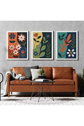 Matisse - Boho - Art Deco - Soyut - Doğa ( 3 lü Çerçevesiz ) Poster - Afiş - Tablo KR2C01140