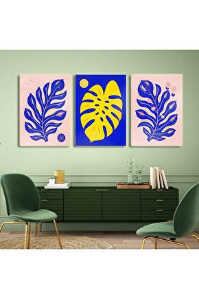 Matisse - Boho - Art Deco - Soyut - Doğa ( 3 lü Çerçevesiz ) Poster - Afiş - Tablo KR2C00714