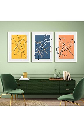 Matisse - Boho - Art Deco - Soyut - Doğa ( 3 lü Çerçevesiz ) Poster - Afiş - Tablo KR2C01156