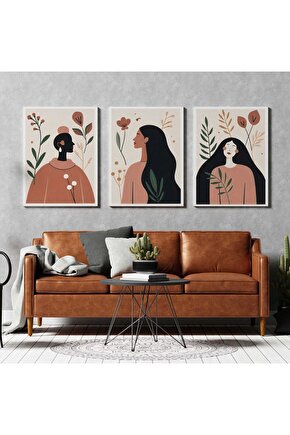 Matisse - Boho - Art Deco - Soyut - Doğa ( 3 lü Çerçevesiz ) Poster - Afiş - Tablo KR2C00009