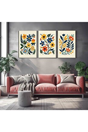 Matisse - Boho - Art Deco - Soyut - Doğa ( 3 lü Çerçevesiz ) Poster - Afiş - Tablo KR2C00666