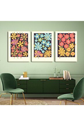 Matisse - Boho - Art Deco - Soyut - Doğa ( 3 lü Çerçevesiz ) Poster - Afiş - Tablo KR2C01255