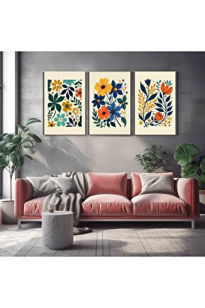 Matisse - Boho - Art Deco - Soyut - Doğa ( 3 lü Çerçevesiz ) Poster - Afiş - Tablo KR2C00671