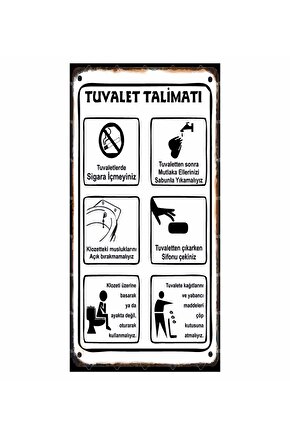 tuvalet wc kuralları talimatı ev dekorasyon tablo mini retro ahşap poster