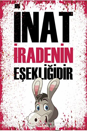 inat iradeniz eşeğidir eğlenceli komik sözler duvar yazıları ev dekorasyon tablo retro ahşap poster