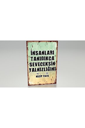 necip fazıl Kısakürek edebiyat şiir tablo retro ahşap poster