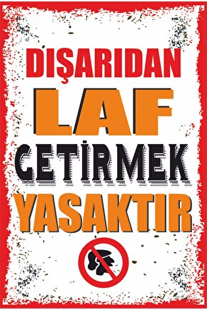 Dışarıdan Stres Laf Getirmek Yasaktır Komik Duvar Yazıları Retro Ahşap Poster