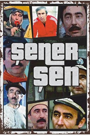 Şener Şen Gta Tarz Yeşilçam Replikler Sahneler Retro Ahşap Poster