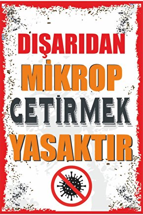 Dışarıdan Stres Mikrop Getirmek Yasaktır Komik Duvar Yazıları Retro Ahşap Poster