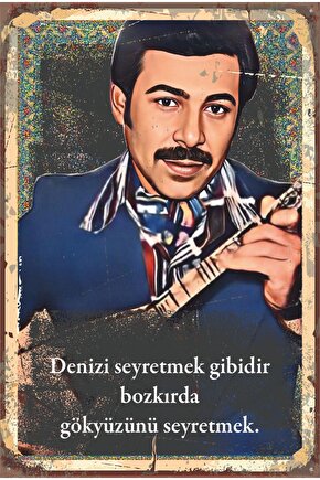 Deniz Seyretmek Gibidir Bozkırda Gözkyüzü Neşet Ertaş Retro Ahşap Poster