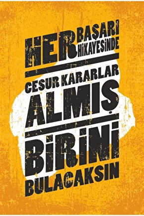 Cesur Kararlar Motivasyon Başarı Retro Ahşap Poster