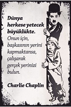 Charlie Chaplin Sözler Retro Ahşap Poster