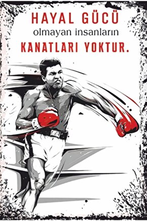 Muhammet Ali Motivasyon Sözleri Retro Ahşap Poster