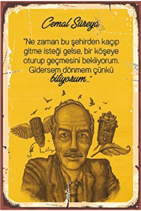 Cemal Süreya Sözleri Retro Ahşap Poster