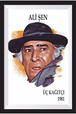 Ali Şen Üç Kağıtçı Yeşilçam Çerçeve Görünümlü Retro Ahşap Poster