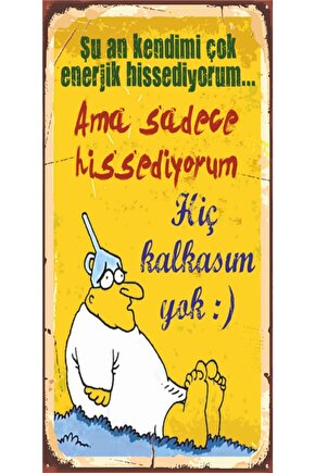 Tembellik Komik Sözler Mini Retro Ahşap Poster