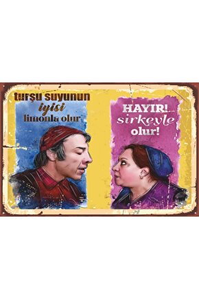 Yeşilçam Replikleri Turşu Retro Ahşap Poster