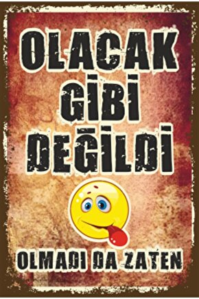 Olacak Gibi Değildi Olmadı Da Zaten Duvar Yazısı Retro Ahşap Poster