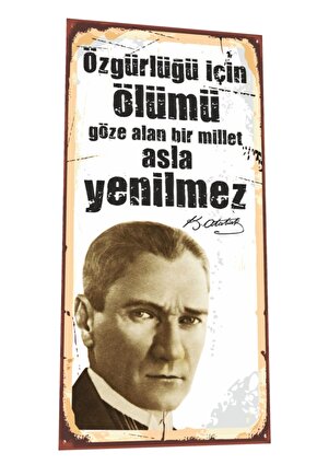 Mustafa Kemal Atatürk Sözleri Mini Retro Ahşap Poster-4