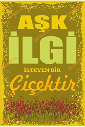 Aşk Ilgi Isteyen Bir Çiçektir Duvar Yazıları Retro Ahşap Poster