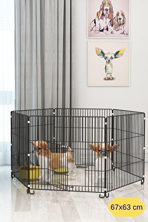 Katlanır Metal Köpek Oyun Alanı , Evcil Hayvan Oyun Eğitim Alanı , Köpek Çiti , Tavşan Çiti 67x63 Cm