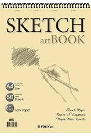 Folıx Art Sketchbook Ivory Spiralli A4 Çizim Ve Eskiz Defter 50 Yaprak 90gr.