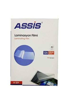 Assis Laminasyon Filmi A3 125 Mic 100 Lü Şeffaf A-231