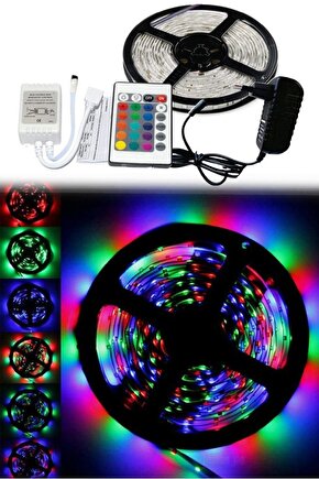 5 Metre Rgb 3 Çip Led Adaptörlü Set Garantili Tv Arkası Mutfak Için Ideal Yüksek Işık