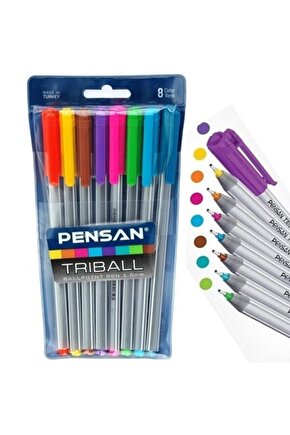 Triball Tükenmez Kalem 1.0 Mm Bilye Uç 8li Renkli Tk.k