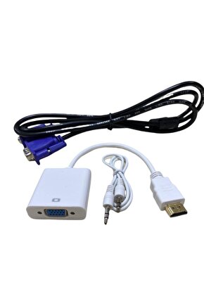 1.5 Metre Vga Kablo+vga To Hdmı Çevirici Aparat