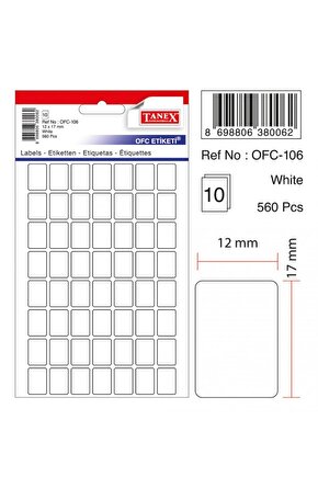 Beyaz Etiket Ölçü : 12×17 Mm Ofc-106