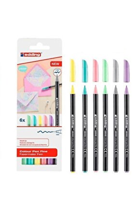 6lı Set Pastel Renkler 1200 Ince Uçlu Keçeli Kalem Grafik Kalemi