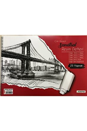 Defne Çok Amaçlı Resim Defteri 25 Yaprak 34 X 48 Cm