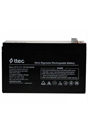 Ttec 12v 7ah- Bakımsız Kuru Akü 042024 Üretim 12 Volt 7 Amper