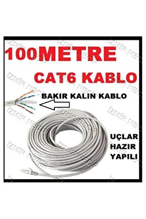 100mt 100 Metre +tv Plus Fiber Adsl Modem Bilgisayar Arası Ethernet Internet Kablosu Ağ Network