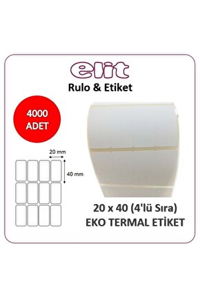 Elit Barkod Etiketi 20x40 4 Lü Termal 4000 Adet