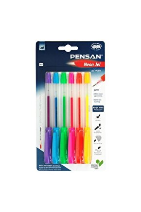 Tükenmez Kalem Jel Neon 1.0 Mm Blisterli Karışık 6 Lı Bister Pe02229jkmt06 (1 Paket 6 Adet)