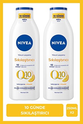 Q10 Sıkılaştırıcı Vücut Losyonu 250ml, C Vitamini, 48 Saat Nemlendirici, Esnek Cilt, X2 Adet