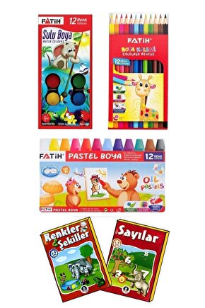 12li Set Kuru Boya , Pastel Boya , Sulu Boya 1 Adet Boyama Kitabı Hediye B.s