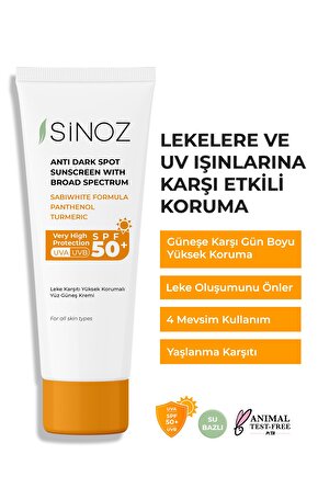 Spf 50 Leke Karşıtı Yüksek Koruyucu Yüz Güneş Kremi 50 ml Normal Ve Kuru Ciltler Için