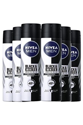 Men Invisible Black & White Original 150 ml 6 Adet Deo Sprey