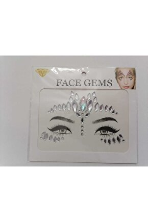 Gold Kendinden Yapışkanlı Yüz Taşı Sticker Face Gems Model1