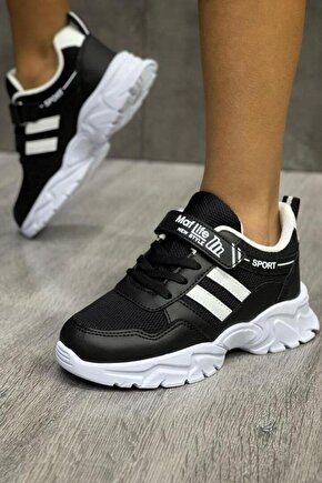 Lastikli Cırtlı Yumuşak Esnek Hafif Nefes Alabilen Unisex File Çocuk Sneaker Spor Ayakkabı