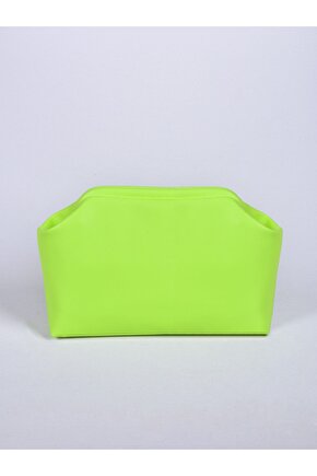 Kadın Neon Yeşil Suni Deri Clutch El Çantası