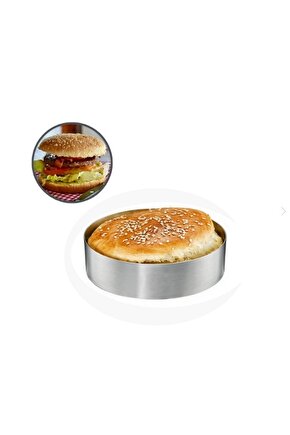 Narkalıp Paslanmaz Çelik Hamburger Ekmeği Pişirme Kalıbı Çap 11 Cm Derinlik 2,5 Cm