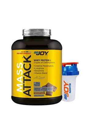 Mass-ATTACK 3000gr Çikolata -30gr Whey Protein-54.42gr Karbonhidrat-3gr Kreatin-2gr Glutamin