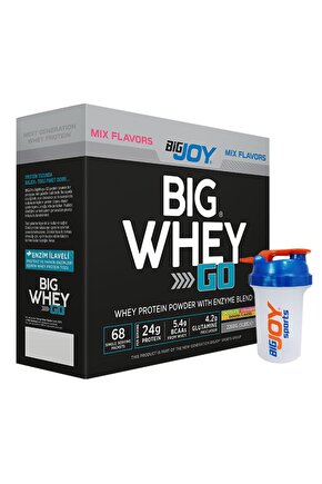 Whey Protein Big Whey Go Protein Tozu Tekli Sachet Mix Aroma 68 Servis Sindirim Enzimi Ilaveli