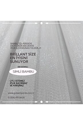 Brillant Gumus Simli Bambu Tul Perde 13 Sık Pileli Vıdeolu Gulsemperdeonlıne